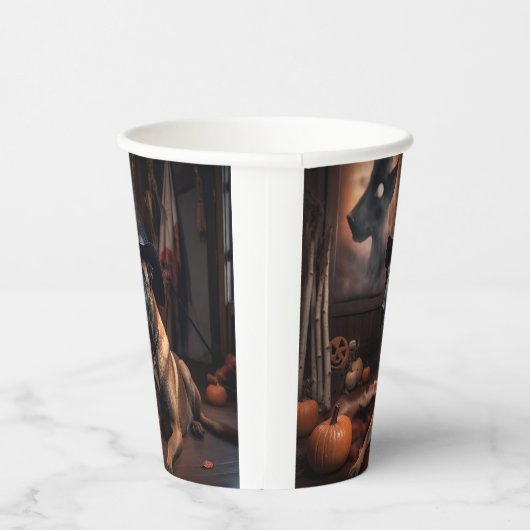 Belgisch Malinois Pumpkins Halloween Beängstigend Pappbecher (Rechts)