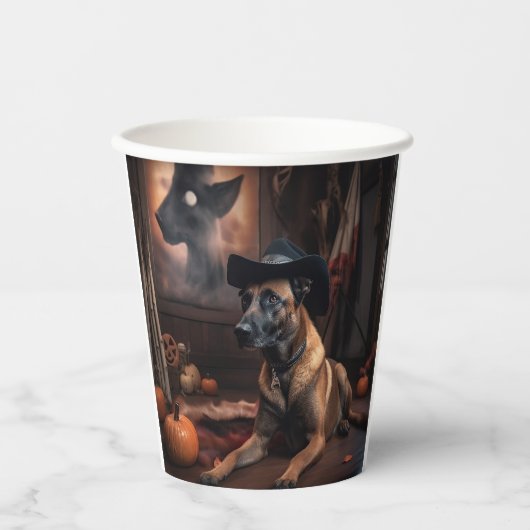 Belgisch Malinois Pumpkins Halloween Beängstigend Pappbecher (Vorderseite)