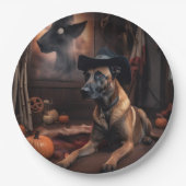 Belgisch Malinois Pumpkins Halloween Beängstigend Pappteller (Vorderseite)