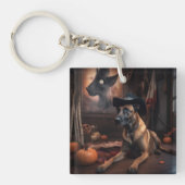 Belgisch Malinois Pumpkins Halloween Beängstigend Schlüsselanhänger (Vorderseite)