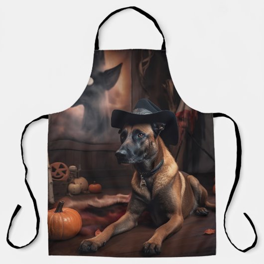 Belgisch Malinois Pumpkins Halloween Beängstigend Schürze (Vorderseite)