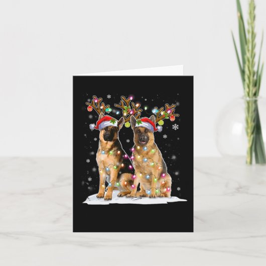 Belgisch Malinois Reindeer Hat Santa Christmas Lig Karte (Vorderseite)