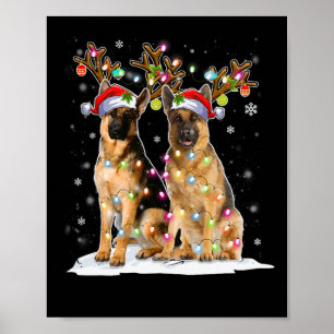 Belgisch Malinois Reindeer Hat Santa Christmas Lig Poster