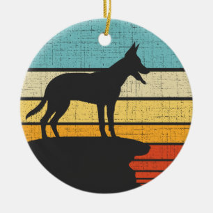 Belgisch Malinois Retro Vintag 60er 70er Doppy Pup Keramik Ornament