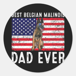 Belgisch Malinois Vater USA Amerikanische Flagge B Runder Aufkleber