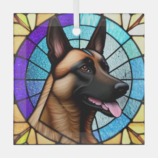 Belgisch Malinois ‚verklebtes Glas‘ Ornament Aus Glas (Vorderseite)
