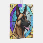 Belgisch Malinois ‚verklebtes Glas‘ Ornament Aus Glas (Vorderseite Rechts)