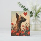 Belgisch Malinois Vintag Valentinstag Postkarte (Stehend Vorderseite)