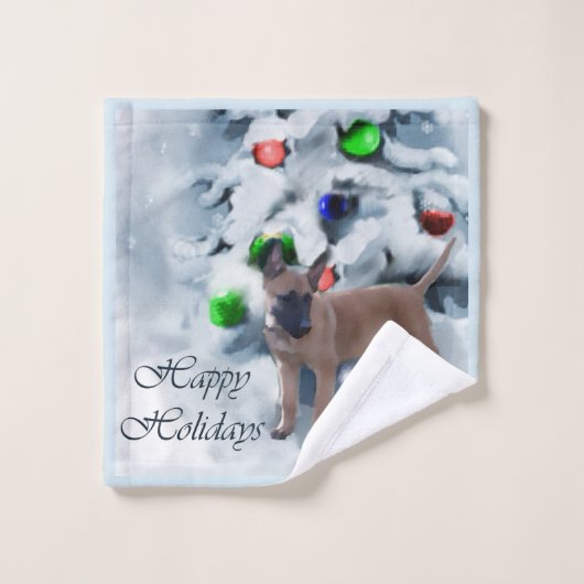 Belgisch Malinois Weihnachten Badhandtuch Set (Waschlappen)