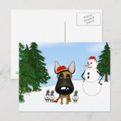 Belgisch Malinois Winter Snow Postkarte (Vorne/Hinten)
