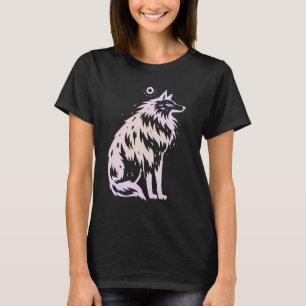 Belgisch Malinois X Husky Pink Dog Stencil Belusky T-Shirt