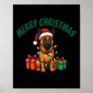 Belgisch Malinois zu Weihnachten verkleidet Poster