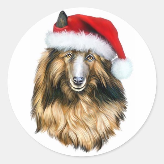 Belgisch Tervuren Christmas Santa Runder Aufkleber (Vorderseite)