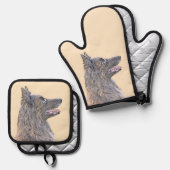 Belgisch Tervuren Shepherd Mahogany Malerei Art Ofenhandschuh & Topflappen-Set (Vorderseite/Rückseite)