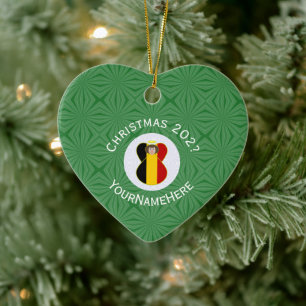 Belgische Engel Weihnachtsflagge Personalisiert Keramik Ornament