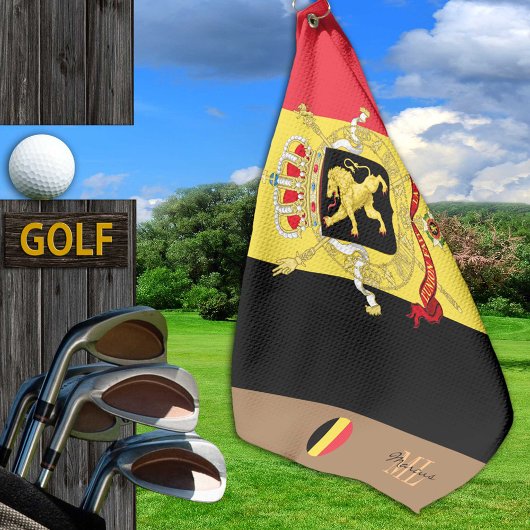 Belgische Flagge & Belgien mit Monogramm Golfhandt Golfhandtuch