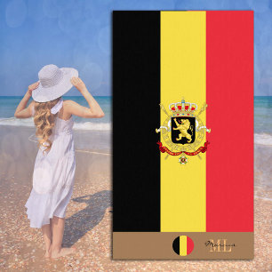 Belgische Flagge / Belgien mit Monogramm / Strandt Strandtuch