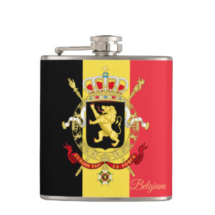 Belgische Flagge / Belgien / Sportfans Flachmann