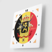 Belgische Flagge, Emblem & Belgier Trendmode Quadratische Wanduhr (Winkel)