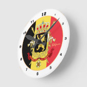 Belgische Flagge, Emblem & Belgier Trendmode Runde Wanduhr (Winkel)