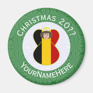 Belgische Flagge Engel Weihnachten Personalisiert  Magnet