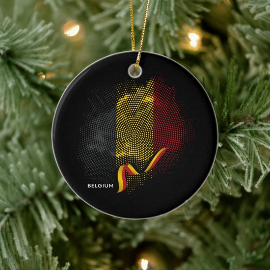 Belgische Flagge Keramik Ornament (Baum)