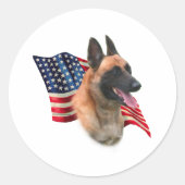 Belgische Flagge Malinois Runder Aufkleber (Vorderseite)