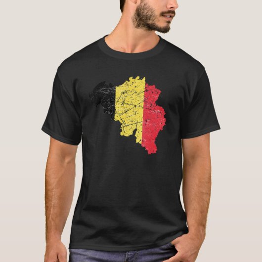 Belgische Flagge mit belgischer Karte in Schwierig T-Shirt (Vorderseite)