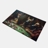 Belgische Hunde Malinoi Poker Art Fußmatte (Schrägansicht)