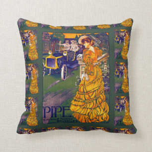 Belgische Jugendstil-Automobilwerbung Kissen