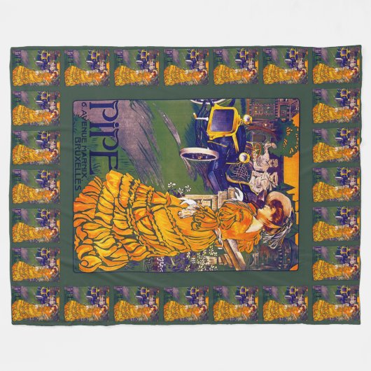 Belgische Jugendstilwagenwerbung Fleecedecke (Vorderseite (Horizontal))