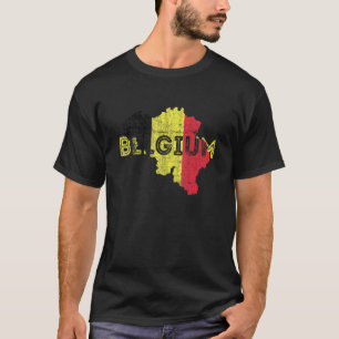 Belgische Karte und Flagge Souvenir beklagt Belgie T-Shirt