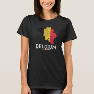 Belgische Karte und Flagge Souvenir beklagt Belgie T-Shirt
