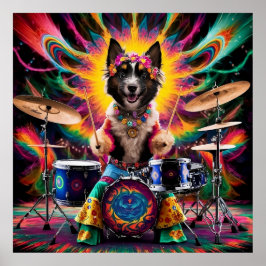 Belgische Laekenois Baterist Rock Roll Band Hippie Poster