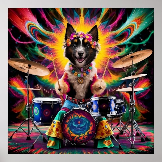 Belgische Laekenois Baterist Rock Roll Band Hippie Poster (Vorne)