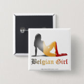 Belgische Mädchen-Silhouette-Flagge Button (Vorne & Hinten)