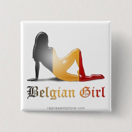 Belgische Mädchen-Silhouette-Flagge Button (Vorderseite)