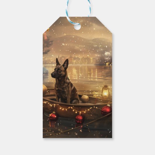 Belgische Malinoi Weihnachtsfeiertage Geschenkanhänger (Rückseite)