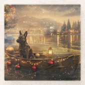 Belgische Malinoi Weihnachtsfeiertage Glasuntersetzer (Vorderseite)