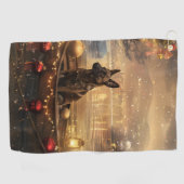 Belgische Malinoi Weihnachtsfeiertage Golfhandtuch (Horizontal)