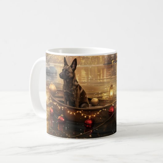 Belgische Malinoi Weihnachtsfeiertage Kaffeetasse (Vorderseite Links)