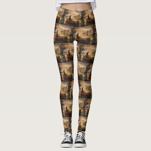 Belgische Malinoi Weihnachtsfeiertage Leggings (Vorderseite)