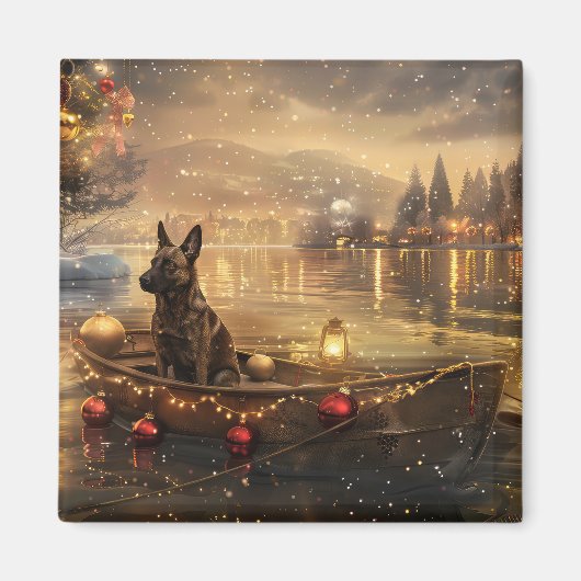 Belgische Malinoi Weihnachtsfeiertage Magnet (Vorne)