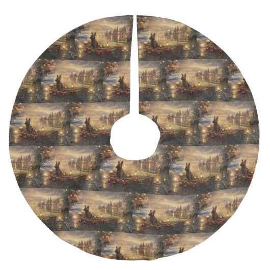 Belgische Malinoi Weihnachtsfeiertage Polyester Weihnachtsbaumdecke (Vorderseite)