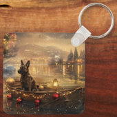 Belgische Malinoi Weihnachtsfeiertage Schlüsselanhänger (Rückseite)
