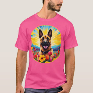 Belgische Malinois-Blume Niedliche farbenfrohe Pup T-Shirt