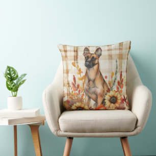 Belgische Malinois Dog Fall Wasserfarben-Blume Kissen