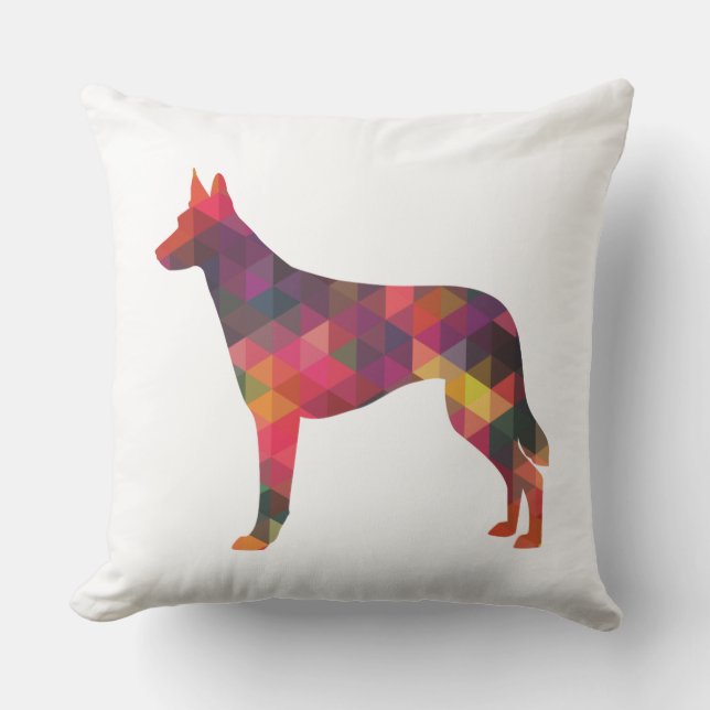 Belgische Malinois Geometric Muster Silhouette Mul Kissen (Vorderseite)