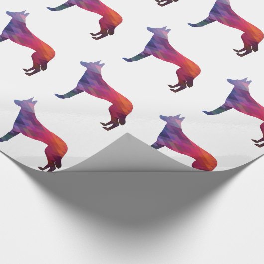 Belgische Malinois Geometric Muster Silhouette Pur Geschenkpapier (Ecke)