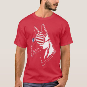 Belgische Malinois Hund USA Flaggensonnenbrille T-Shirt